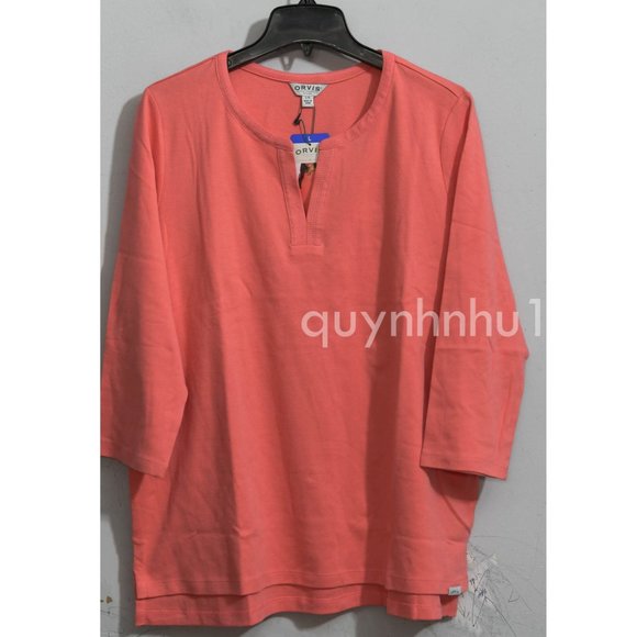 Orvis Ladies' ¾ Sleeve Split Neck Pima Cotton Top. - Picture 2 of 6